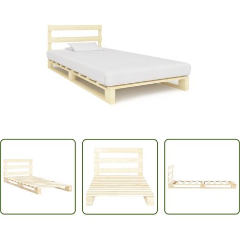 Cadre de lit -  Cadre de lit de palette sans matelas 90x200 cm bois pin massif (1/5)