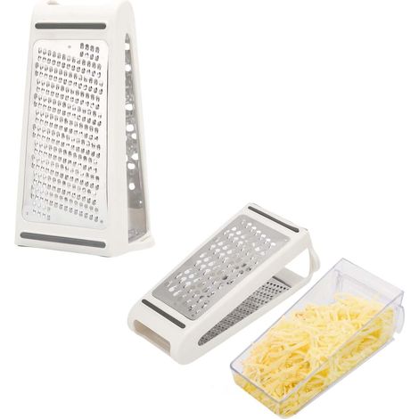 Rallador manual de acero inoxidable JSSEVN, 13,5 10 22 cm, rallador de verduras, rallador de queso con recipiente, rallador manual de acero inoxidable de doble cara (1/5)