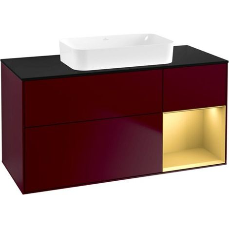 V&B Waschtischunterschrank Wandbeleuchtung Finion 120x60 cm, Reg re Gold matt, Peony Matt (1/2)