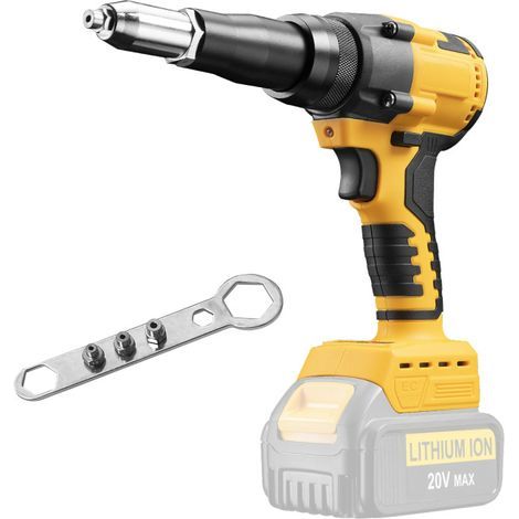 Riveteuse électroportative sans fil – Moteur Brushless – 3 adaptateurs pour rivets 3/16, 5/32, 1/8 pouces – Lumière LED intégrée (1/5)