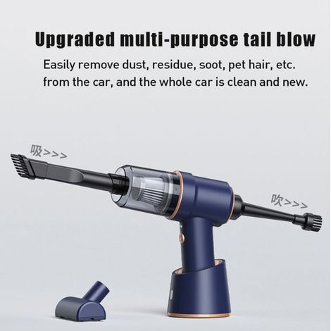 Aspirateur portable pour voiture, rechargeable à air comprimé, puissant aspirateur pour la maison et le bureau - Bleu (1/5)