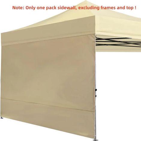 (Kaki, 3x1,95m) Paroi latérale pare-soleil pour tentes de gazebo pliables 3M, pieds droits, imperméable, tissu Oxford en polyester. (1/4)