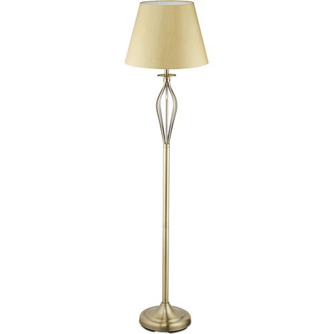 Relaxdays Schirmlampe, dekorative Stehlampe mit Schalter, antikes Design, E27-Fassung, Dekolampe, HD: 158 x 39 cm, gold