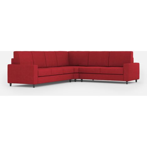 Divano Angolare 6 Posti 286x246x85 cm Sakar in Tessuto Rosso (1/5)