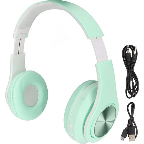 Casque Audio Bluetooth Réducteur de Bruit Pliable avec Lumière Colorée pour Téléphone Ordinateur Portable Vert (1/5)