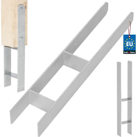 KOTARBAU® Kotarbau® Support de Poteau À Sceller - Support Poteau Bois en H 100x600 mm Pied de Poteau - Ancre Poteau Bois - Ancrage Poteau - Platine Poteau Bois - Acier Galvanisé - Argent (1/5)