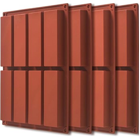 Large Rectangle Granola Bar Silicone Mold - 8 Cavity Nutrition/Cereal Energy Bar Maker, Butter Stick Mold, Pack of 4