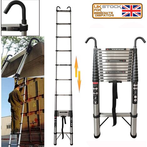 Telescopic Ladder 5M Multi-Purpose Folding Ladder W/ Hooks Max Load 150kg, EN131