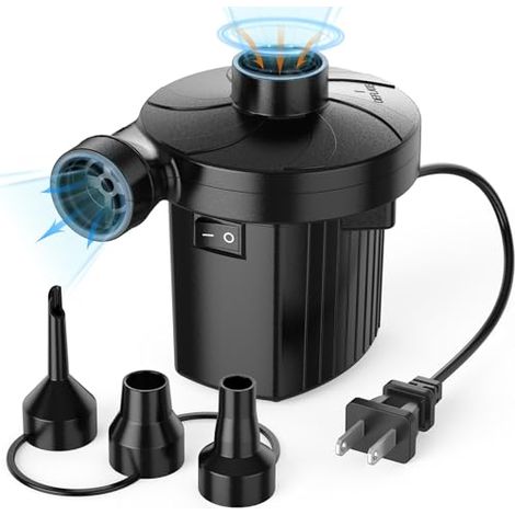 Pompe À Air Électrique - 3 Embouts Inclus - 110-120 V - Pour Matelas Gonflables Lit De Campagne Bateaux Coussins Piscine Flotteurs - 1 Pièce (1/5)