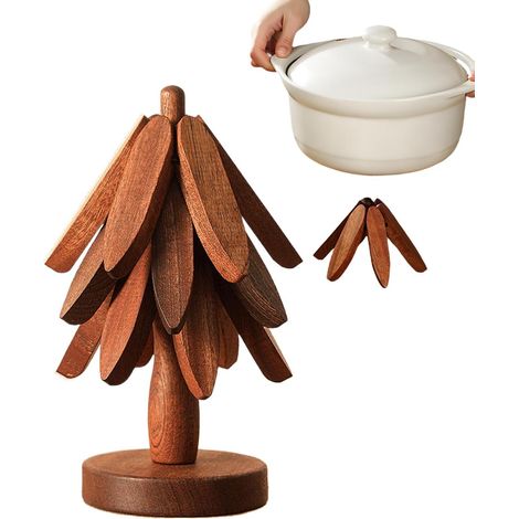 Dessous-De-Plat Arbre pour Plats Chauds Protège-Table Bois Cuisine Forme Sous-verre Protection Table Pot Chaud Pour Maison Cuisine Salle À Manger Comptoir Pots Chauds Théières Cass (1/5)