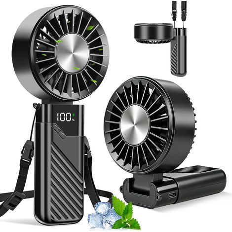 JSSEVN-Ventilador portátil, mini ventilador USB silencioso 3 en 1, ventilador de mano pequeño recargable de bolsillo de 3000 mAh, ventilador de mano para exteriores