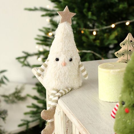 Plüschige Weihnachtsbaumdekorationen, sternförmige, gestreifte Strümpfe, weiß und grün, für die Fenster, Weihnachten, Neujahr, Halloween (1/3)