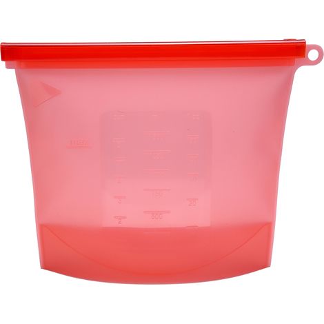 Sac de conservation des aliments en silicone réutilisable de 1500 ml avec fermeture hermétique (rouge) - Idéal pour les fruits, la viande et le lait (1/5)