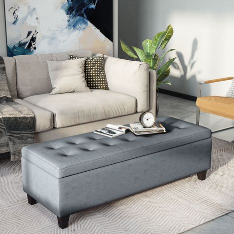 MEUBLIV panca contenitore 125x49x41,5 cm grigia – vano portaoggetti integrato, 1 collo (1/5)