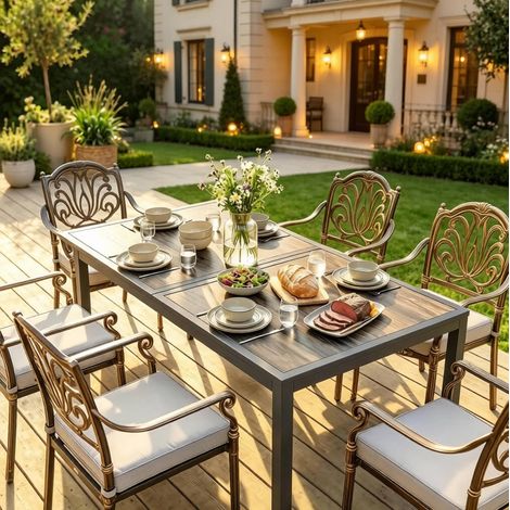Mesa de comedor de jardín 140 x 80 x 72 cm gris oscuro acero galvanizado (1/5)
