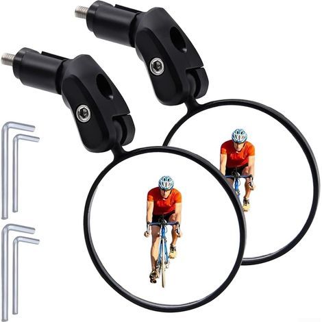Espejo retrovisor de bicicleta giratorio 360 grados con lente acrílica HD, gran ángulo de visión trasera para MTB, bicicleta de carretera, soporte de manillar ajustable para 18-22 mm, negro