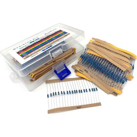 1280-piece resistor kit, 64 values, 1 Ohm-10 M Ohm 1/4 W assortment of metal film resistors with storage box for DIY projects (1/5)