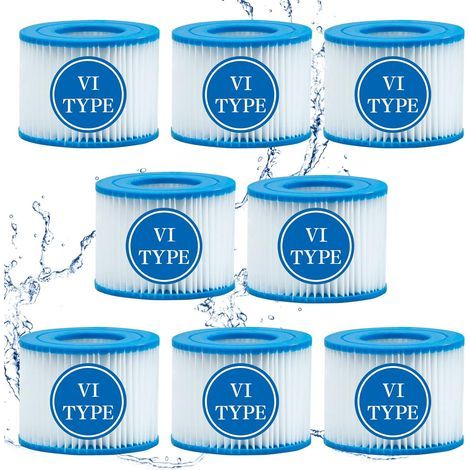 Applicable Lot de 8 Filtre VI Cartouche pour Bestway Lay-Z-Spa, Filtre de Spa et de Bain à remous Type VI pour filtres Coleman SaluSpa, pour Filtre Bestway, Lay-Z Spa, pour Intex (1/5)