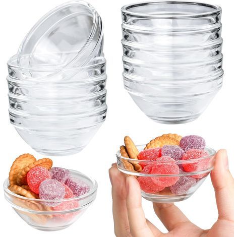 Ensemble de 10 petits bols en verre de 75 ml, parfaits pour les sauces, les épices, les confitures, la sauce soja et les amuse-gueules. Empilables et réutilisables. (1/5)