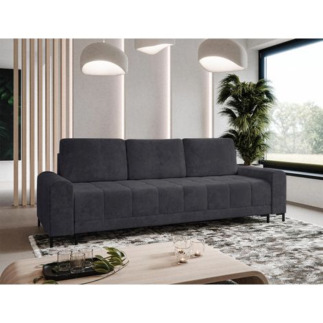 AX LIVING 3 sitziges Sofa Carrari Sofa Schlaffunktion Dunkelgrau 238cm