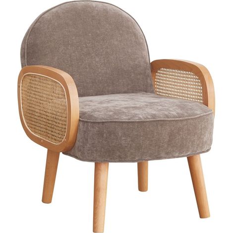 Poltroncina da camera in tessuto e gambe legno - Doris (1/5)