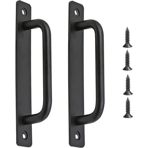 Porte fixe en aluminium, poignées de porte coulissante, boutons de porte robustes pour armoires, portes de grange, portes en bois (avec 4 vis) (1/5)