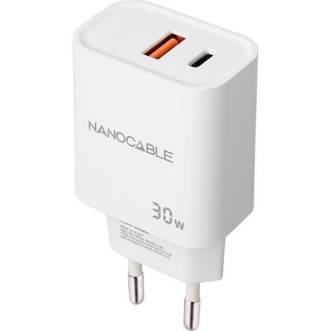 Chargeur Usb-c/pd Usb-a Qc 30w White Nanocable 10.10.2011