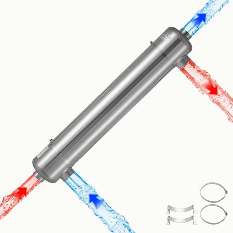 Échangeur de Chaleur pour Piscine, Échangeur Thermique en Acier Inoxydable 316L, Capacité Thermique 105,5 kW, Système Eau-Eau pour Spa, Bain à Remous, Piscines Intérieures Extérieures, Argent (1/5)