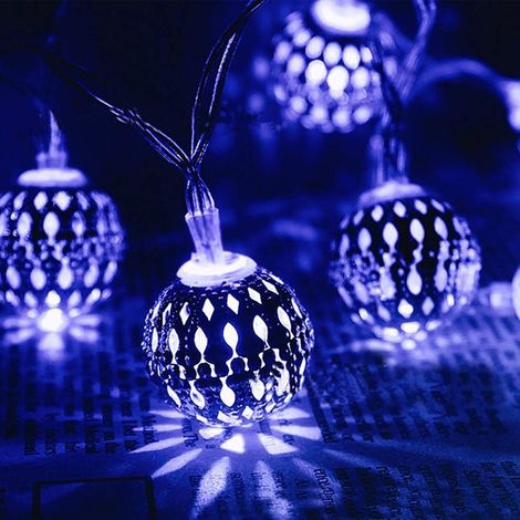 Guirlande Lumineuse Solaire,12 m 100LED 8 modes, guirlandes lumineuses Globe Fairy, lumières décoratives marocaines, pour arbre, patio, cour, mariage, fête, intérieur (Multicolore)