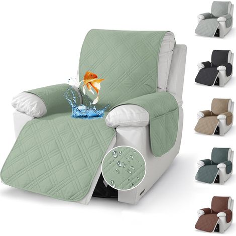 Housse de fauteuil pour fauteuil relax, douce, avec accoudoirs et poches, antidérapante, 59 x 203 cm, lavable en machine à 30 °C, protection contre les taches et les animaux domestiques (vert (1/5)
