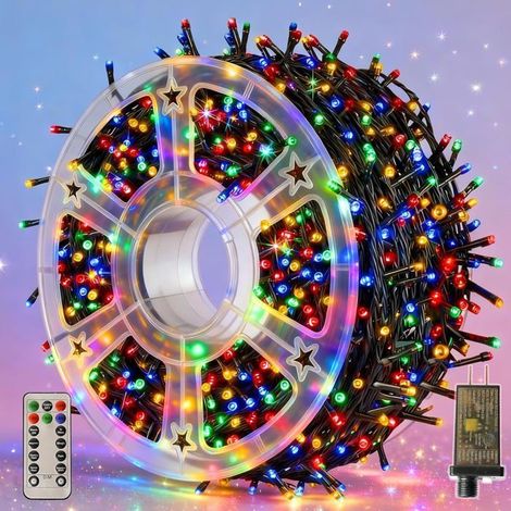 Guirlande Noël 100 m 1000 LED – Télécommande, minuterie, IP65 – Pour sapin, extérieur – Déco (1/5)