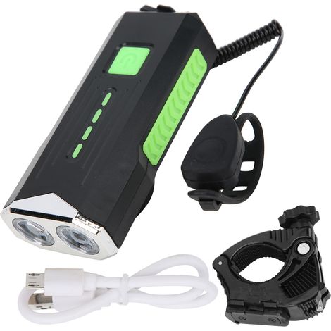 Vélo avant lampe torche étanche avertisseur sonore USB rechargeable pour cyclisme vert (1/5)