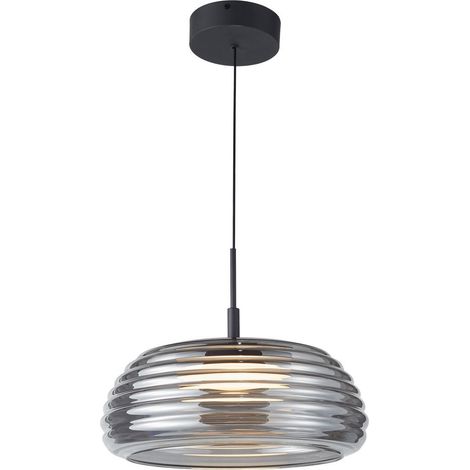 Lampada a sospensione moderna nera vetro fumé LED 20W Italux