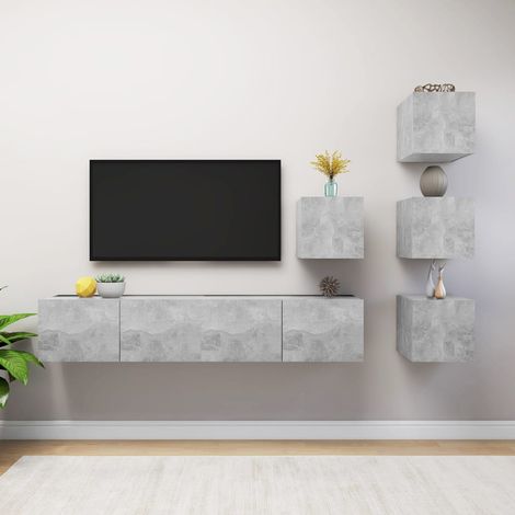 Ensemble de meuble TV 6 pcs Gris béton (1/5)