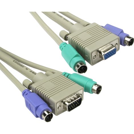 Cordon KVM, Mâle 10 MTR PS2, mâle SVGA vers SVGA femelle, PS2 mâle, longueur 10m ( Prix pour 1 )