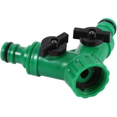 Connettore per rubinetto a 2 vie - Resistente - Plastica di alta qualità - Controllo del flusso d'acqua - Irrigazione del giardino (1/4)