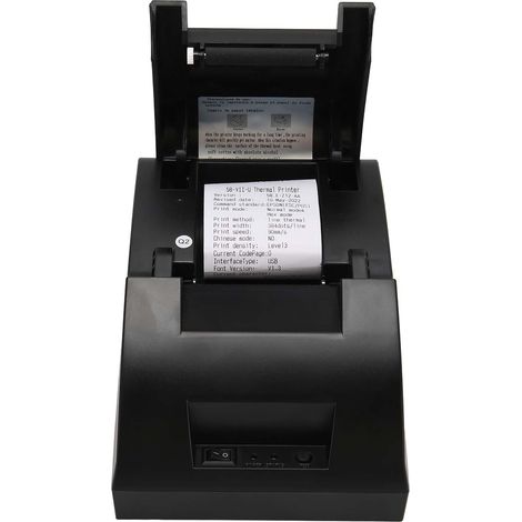 Imprimante de point de vente 58 mm, port USB, impression thermique haute vitesse, imprimante de reçus pour systèmes de point de vente commerciaux et de vente au détail, prise UE 100-240 V