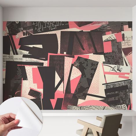 Papier peint autocollant avec imprimé pour décoration intérieure pour rénovation a motif Collage géométrique 152x104 cm (1/5)