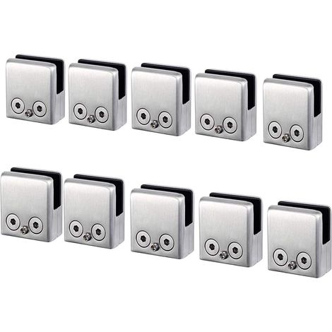 QAZQA Lot de 10 pinces à verre en acier inoxydable 304 - Convient pour vitres de 6 à 10 mm - Support réglable en verre plat pour escalier balustrade - Main courante polie