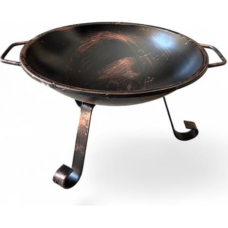 Braciere da Giardino in Ferro, 40 cm Diametro, 27 cm Altezza, Braciere con manici per Fuoco da Esterno e Interno Rame