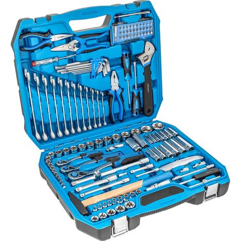 Högert Technik - Juego de herramientas I Llave de vaso, puntas y accesorios I Acero de aleación de cromo vanadio I Forjado I Mecanismo de trinquete con 72 trinquetes I HT1R439-131 piezas