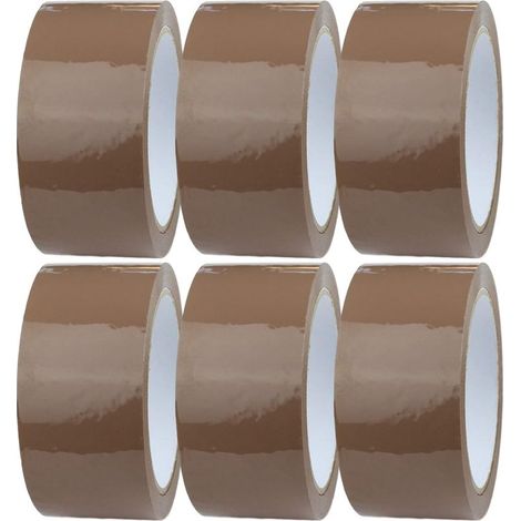 GDHZS- 6 x Rouleau de Ruban Adhésif Marron 48mm x 66m Ruban Adhésif d'emballage pour des Boîtes, des Envois, Déménagement Ruban Adhésif Transparent pour Colis & Emballage
