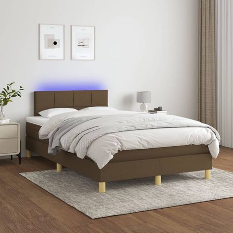 Boxspringbett mit Matratze & LED Dunkelbraun 120x200 cm Stoff (1/5)