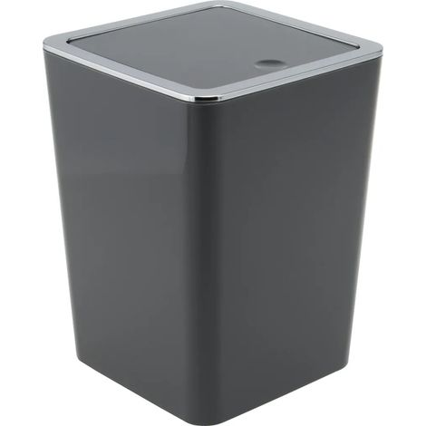 Série salle de bains bremermann SAVONA - Poubelle cosmétique carrée avec couvercle basculant, plastique, 6 litres (grise) (1/5)