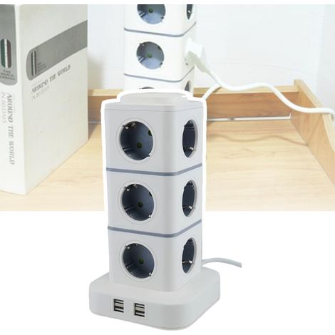 Multiprise Tour, 2500W, 10A, avec CâBle D'Extension, 4 Ports USB, Compatible avec Divers Appareils, SûRe Et Stable, AdaptéE à La Maison Et Au Bureau 3level (1/5)