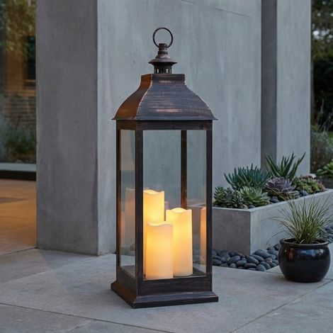 Lunaria Giant Copper Flickering Candle Lantern (1/2)