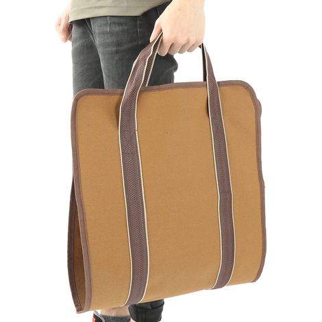 Sac de transport de bûches pliable pour l'extérieur, grande capacité, couleur kaki. (1/5)