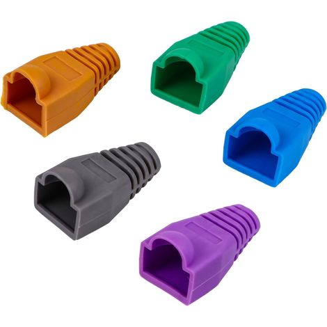 100 Pièces Cache-câble Réseau Rj45 en Plastique 8p8c 0,6-0,65mm Protection Anti-Exposition et Étanchéité pour eur Ethernet Plusieurs Styles (1/5)