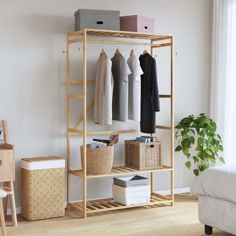Porte-vêtement avec étagères 110x40x175 cm bambou