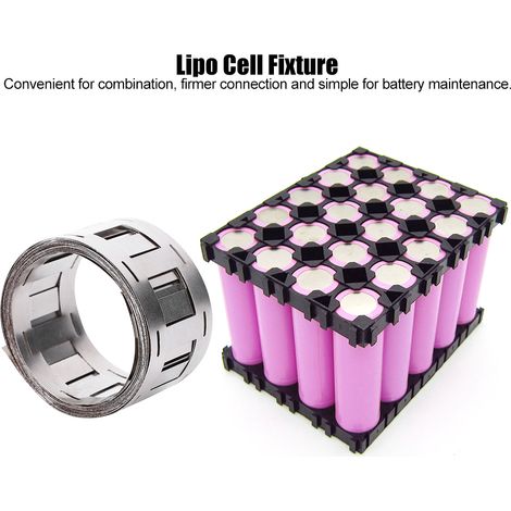 100 pièces support de fixation pour batterie 18650 LiPo, bracket d'assemblage soudable avec bande de connexion nickelée de 2 m (1/5)